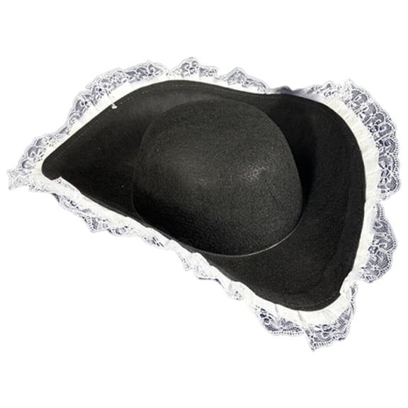 Slccxzc Vintage Lace Edge Wide Brim Pirate Hat for Halloween Party Decors