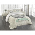 thumbnail image 2 of Ambesonne Yoga Quilted Coverlet 3 Pcs, Meditating Bear Calm Life, Queen Size, Cream Black Green, 2 of 4