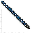 thumbnail image 4 of Primal Steel Stainless Steel Brushed and Polished Black and Blue IP-plated 8.75 Inch Bracelet, 4 of 8