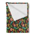 thumbnail image 2 of Tropical Soft Flannel Fleece Throw Blanket, Abstract Exotic Botany of Bird of Paradise Banana and Palm Leaves, Cozy Plush for Indoor and Outdoor Use, 60" x 80", Dark Grey and Multicolor, by Ambesonne, 2 of 5
