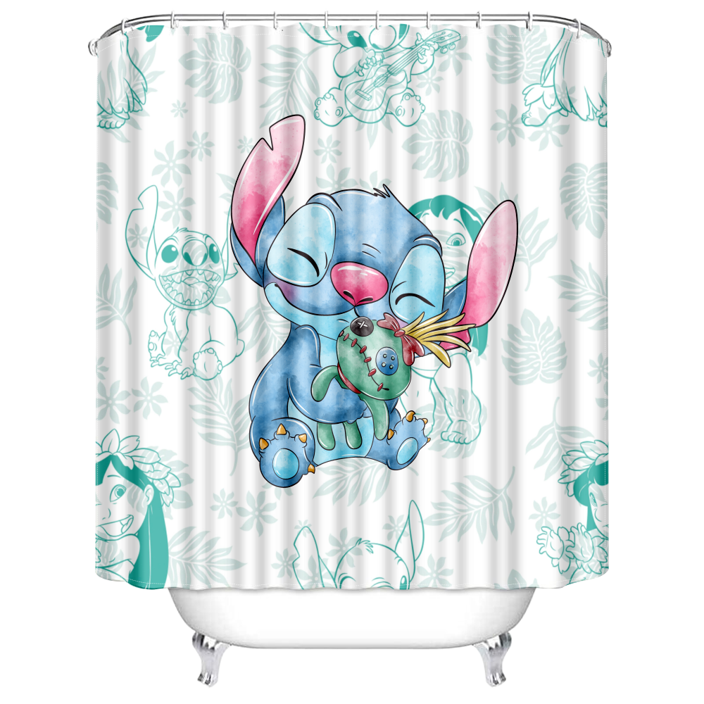 Lilo & Stitch Shower Curtain,Vintage Shower Curtains Fabric Waterproof