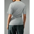 thumbnail image 2 of Womens Round Neck Cinched Waist Short Sleeve T-shirt Summer Blouse For Women, 2 of 5