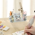 thumbnail image 7 of BZSMCE Acrylic 4 Compartments Pencil Holder Organizer Makeup Brush Holder In Blue Floral Crown Bunny Pattern, 7 of 7
