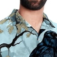 thumbnail image 5 of Crow Men's Short Sleeve Hawaiian Shirt, Casual Printed Button Down Beach Tops for Summer, Spread Collar Mens Shirts Unisex, 5 of 6