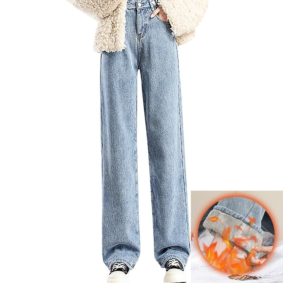 Outfmvch Women’s Pants,Jeggings for Women,Flare Jeans for Women,Women's Fall/winter Fleece And Thick Jeans,Women's Bottoms,Womens Tall Jeans Blue L