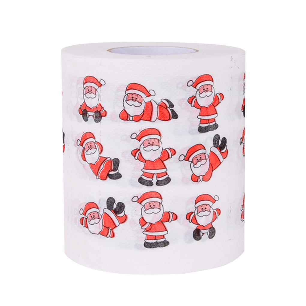 Wood Pulp Toilet Paper Christmas Theme Printed Home Bathroom Toilet Roll Paper Towel Tissue Santa