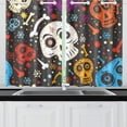 thumbnail image 2 of CADecor Sugar Skull Dia De Los Muertos Window Treatment Panel Curtains Window Curtain Kitchen Curtain,Two Piece 26x39 Inches, 2 of 4