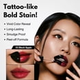 thumbnail image 2 of MILKTOUCH Black Peel Off Lip Tattoo - Labial mate de larga duración, resistente al agua y a prueba de transferencia, altamente pigmentado, tinte labial de larga duración (4,5 g) #03 Black Apple, 2 of 9