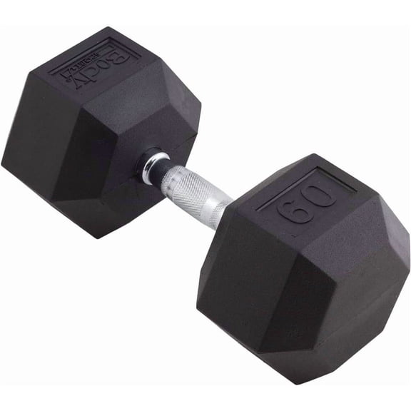 Body Sport Rubber Encased Hex Dumbbell Weight, Single – Dumbbells for Exercises – Strength Training Equipment – Home Gym Accessories – Weight Training