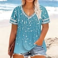 thumbnail image 2 of DeHolifer Plus Size T-Shirts for Women Lightweight Loose Short Sleeve Fashion Print Graphic Tees Lightweight Summer Tops Blue 2XL, 2 of 6