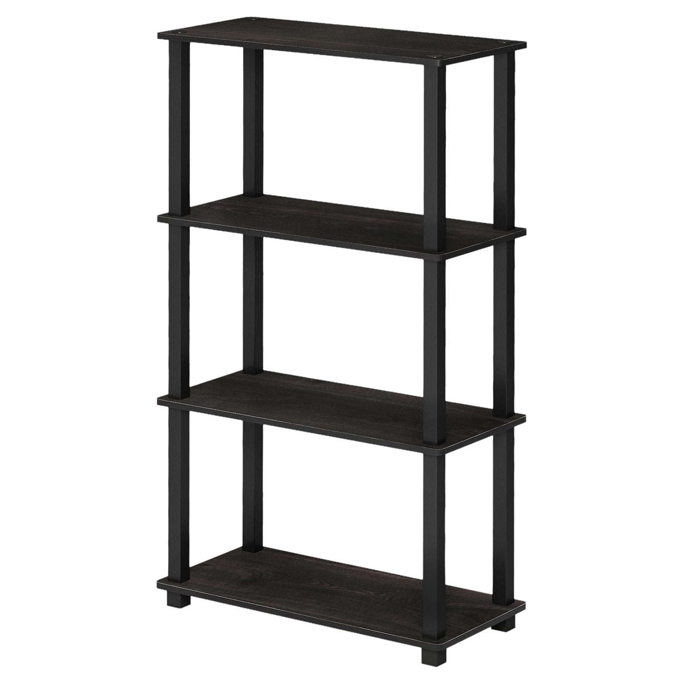 Furinno Multipurpose 23.6 W x 11.4 D x 43.25 H 4-Shelf Freestanding Shelves, Americano and Black
