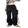 thumbnail image 1 of Pantalon Cargo pour Femmes à Taille Basse, Solide et Amples, avec Poches, 1 of 6