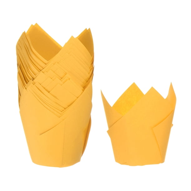 50 Unidades de Moldes para Cupcakes de Papel Estándar Unique Bargains Resistentes Al Aceite Color Amarillo