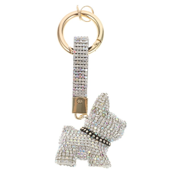 BRIGHTFUFU Drinestone Dog Cadena de llave de llave de llave mochila mochila colgante decoración de adornos