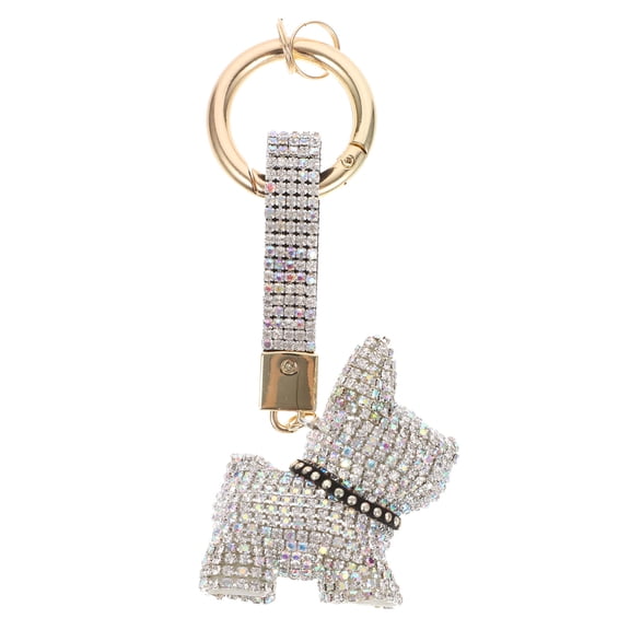 Rhinestone Dog Keychain Key Fob Holder Pendant for Backpack Purse Charm Accessory