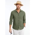 thumbnail image 6 of Linen Shirts for Men Casual Button Down Long Sleeve Shirt Solid Beach Breathable Cotton Linen Shirts, 6 of 9