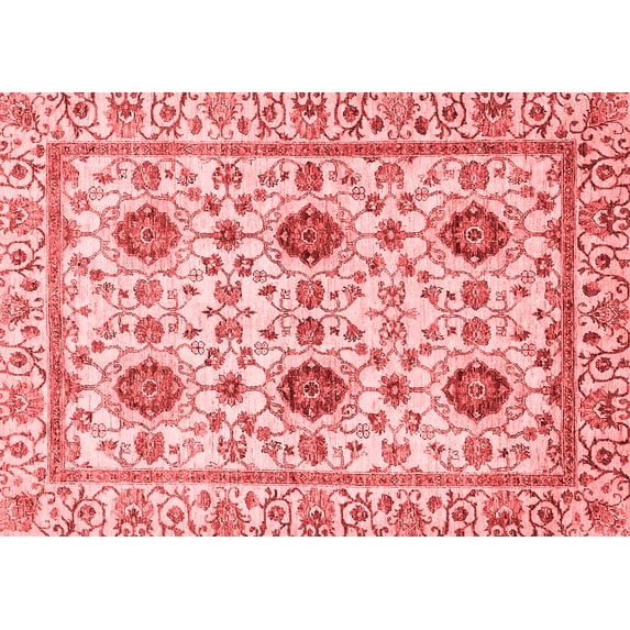 Ahgly Company Indoor Rectangle Abstract Red Modern Area Rugs, 5' x 7'