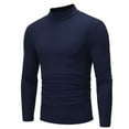thumbnail image 5 of LNWUY Mens Mock Turtleneck T-Shirt Long Sleeve Solid Pullover Basic Designed Undershirt Stretch Soft Comfortable Breathable Top Navy M, 5 of 5
