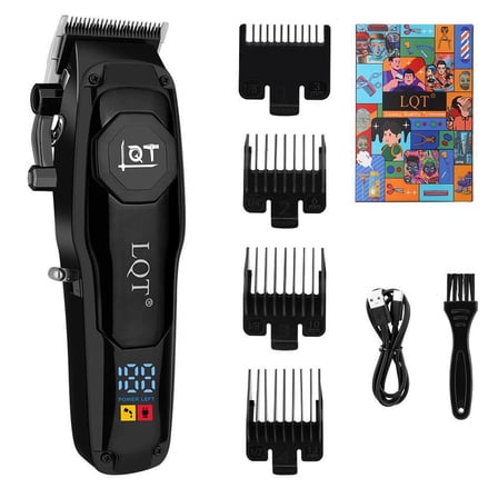 LQT Men's Hair Clipper, Professional Cordless Electric Hair Clipper Set with 4 Combs, Rechargeable Cordless Trimmer, Self-Cut Hair at Home Black