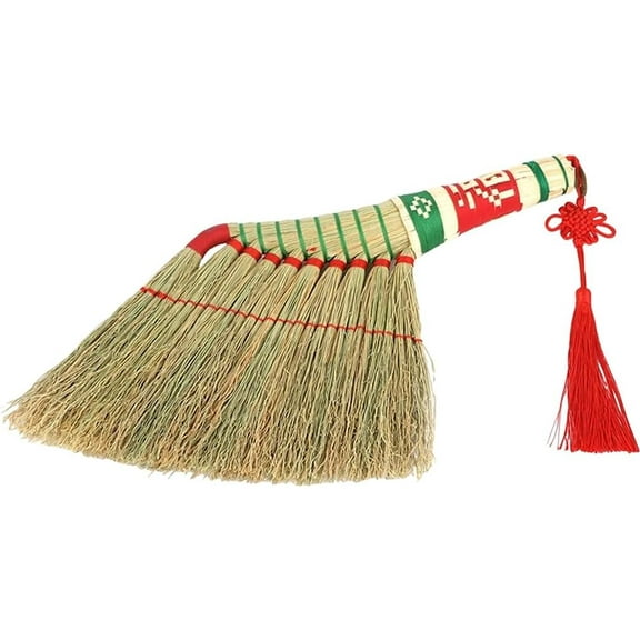 Small Broom Small Natural Whisk Broom Handmade Broom Straw Woven Soft Broom Asian Broom for Household Sweeping Indoor Outdoor Broom