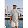 thumbnail image 4 of COOFANDY Men's Casual Henley Shirt Short Sleeve Band Collar Linen Shirt Summer Beach Hippie T-Shirts, 4 of 6