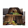 thumbnail image 2 of Flannel Fleece Throw Blanket Farm Red Wine Grapes Wine Barrel Lightweight Soft Plush Blankets,Vintage Brown Wood Board Cozy Warm Throw Blanket for Couch Sofa Bed Car Office 40x50in, 2 of 9