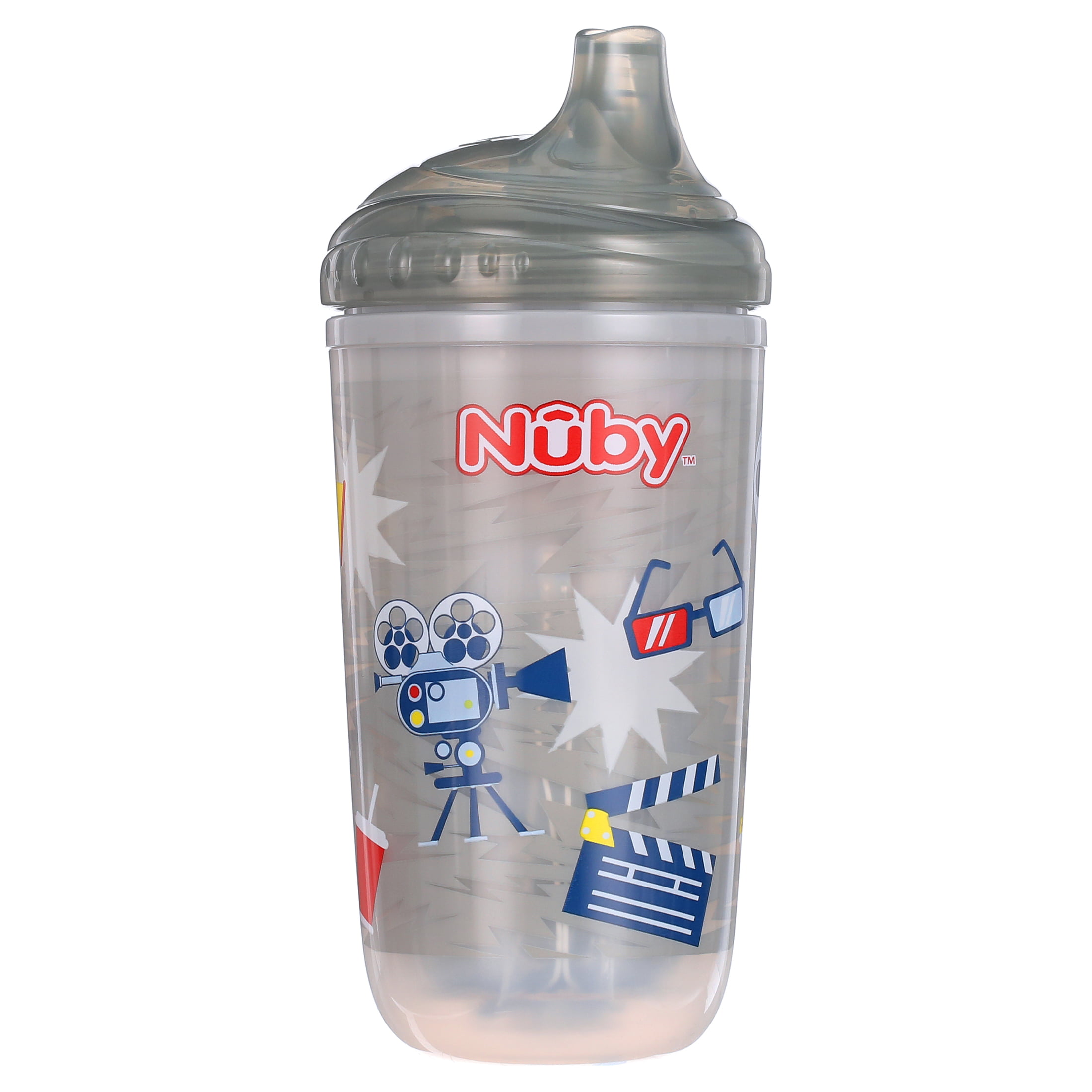Nuby No-Spill Insulated Cool Sipper, 9 Ounce, (Pack of 2) Blue Robot a –