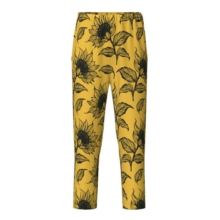 Fuzoiu Autumn Sunflower Print Teenagers Pajama Pants Lounge Pants with 2 Pockets Elastic Waist Kids Sleep Bottoms Comfy Sleepwear PJ Bottoms for Kids-Large