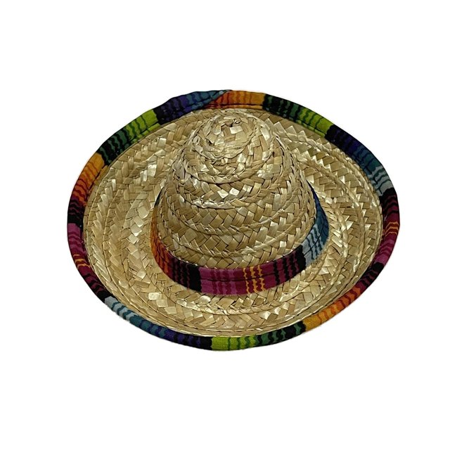 Mini sombrero de paja tejido a mano, fácil de usar, lindo sombrero para perro, accesorios adorables, gorra para mascota, fiesta Bordes de colores
