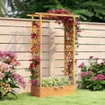 thumbnail image 2 of Costway 1 PCS 70" Wooden Raised Garden Bed with Lattice Trellis, Hanging Roof, Open-Ended Base, 2 of 10