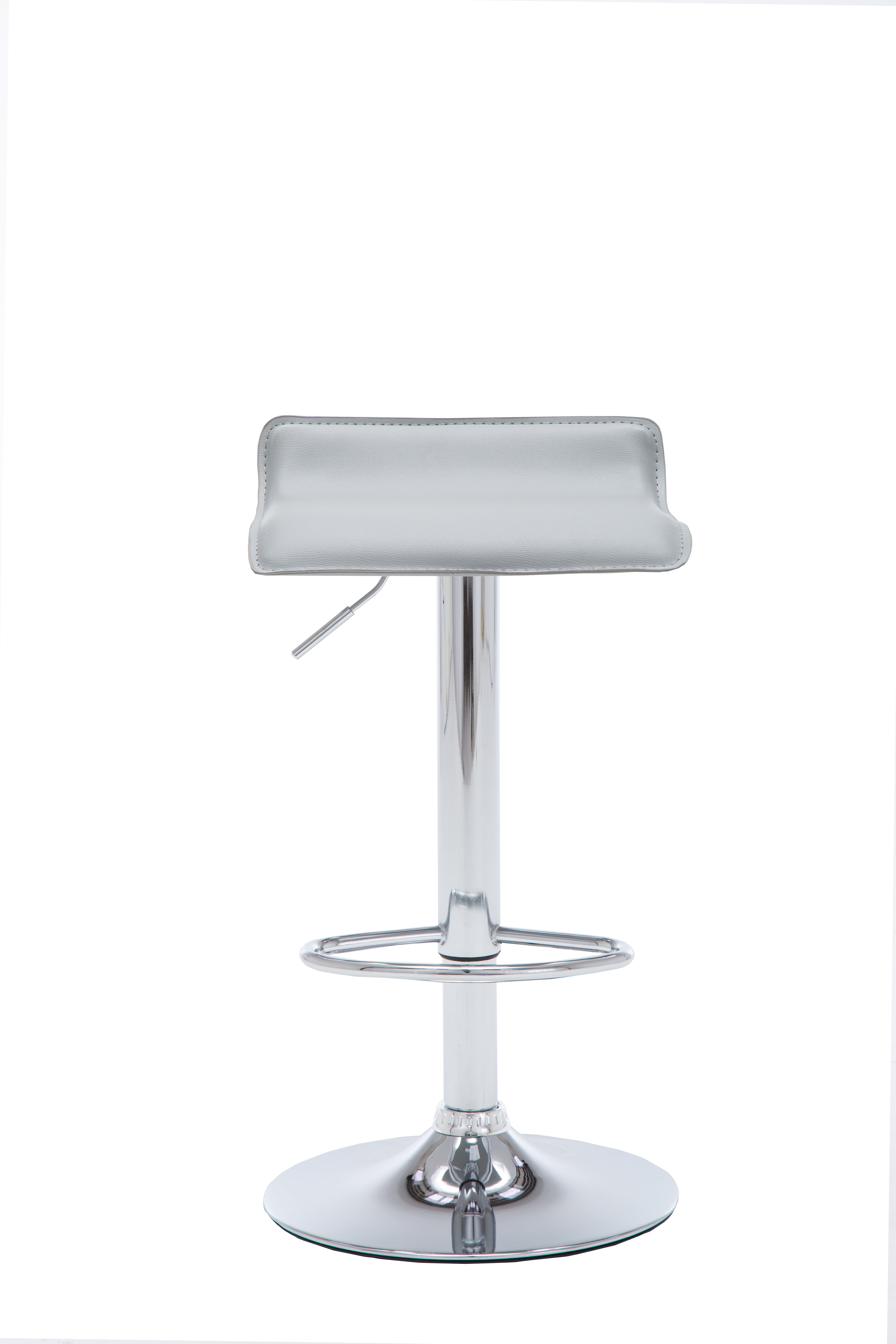 Contoured Contemporary Backless Armless Swivel Height Adjustable Hydraulic Lift Chrome Base Bar Stool with Footrest (Gray) - Set of 2