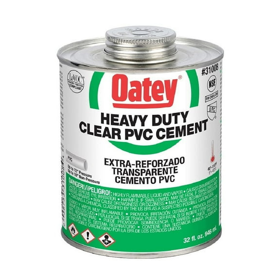 Oatey PVC Cement,Clear,Heavy Bodied,32 oz. 31008