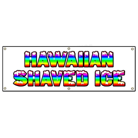 SignMission B-72 Hawaiian Shaved Ice 72 in. Hawaiian Shaved Ice Banner Sign - Hawaian Cart Stand Icee Icy