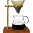 thumbnail image 1 of Ensemble de Cafetière à Verser, Cafetière à Verser avec Support, Support en Acier Inoxydable Réglable, Base en Bois, Filtres en Papier, Carafe en Verre Coniques, Goutteur à Café à Verser (Noir), 1 of 8