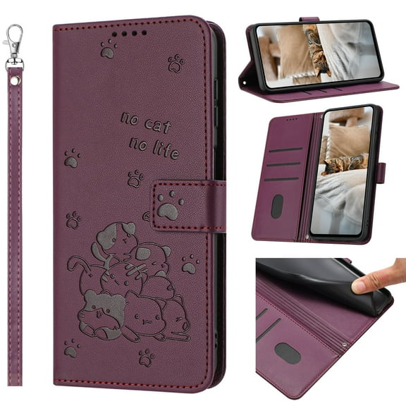 Leather Wallet Phone Case for Samsung S23 FE Cartoon Cat Dog Style Flip Card slot Wallet Case