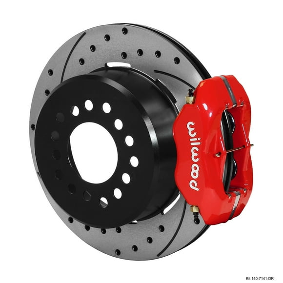 Wilwood Brakes Brake Conversion Kit 140-7141-DR Forged Dynalite; Performance Upgrade; With BP-10 Metallic Brake Pads; Powder Coated Red 4 Piston Calipers