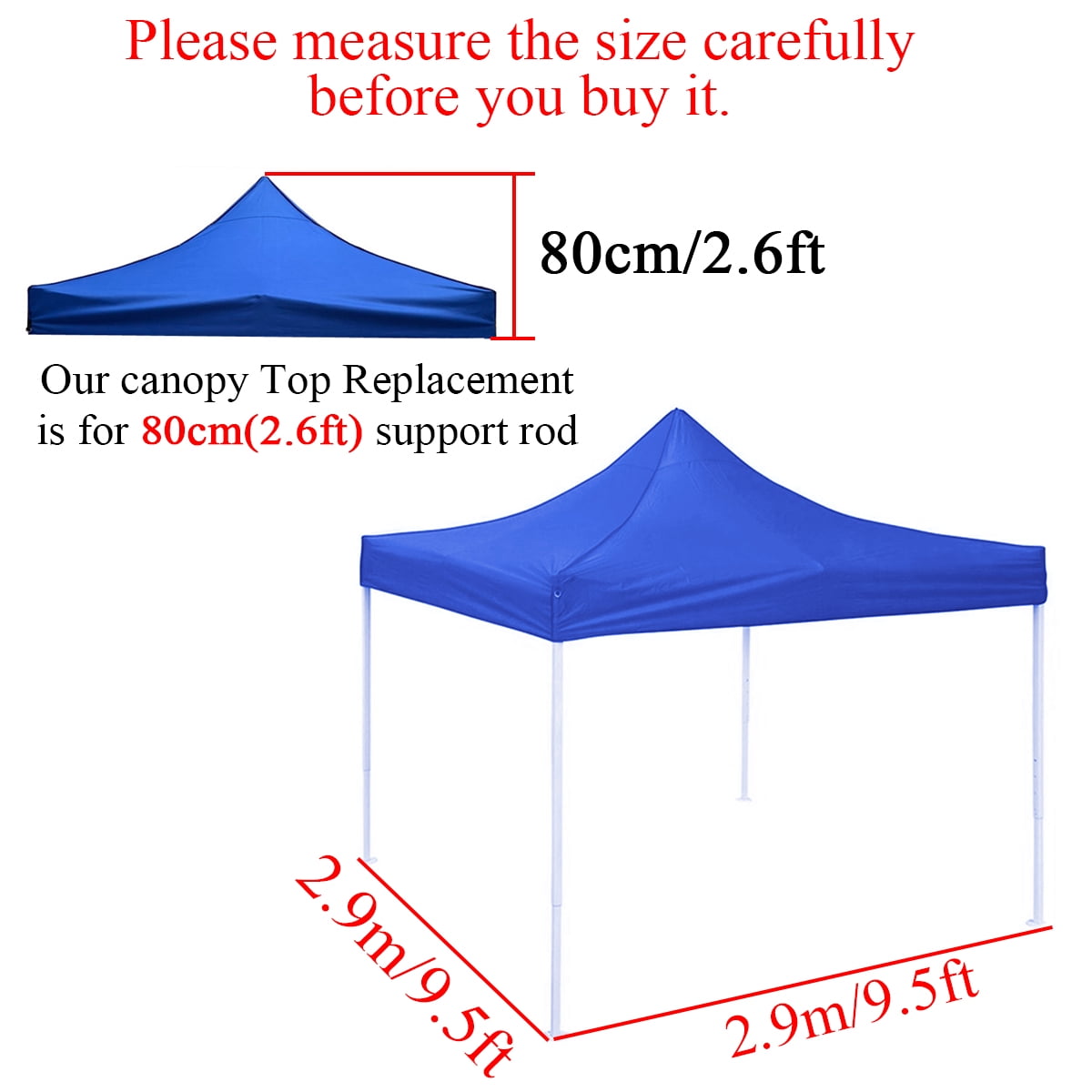 9.5*9.5FT Outdoor Pop Up Canopy Top Tent Replacement Gazebo Sun Shade Cover 420D 