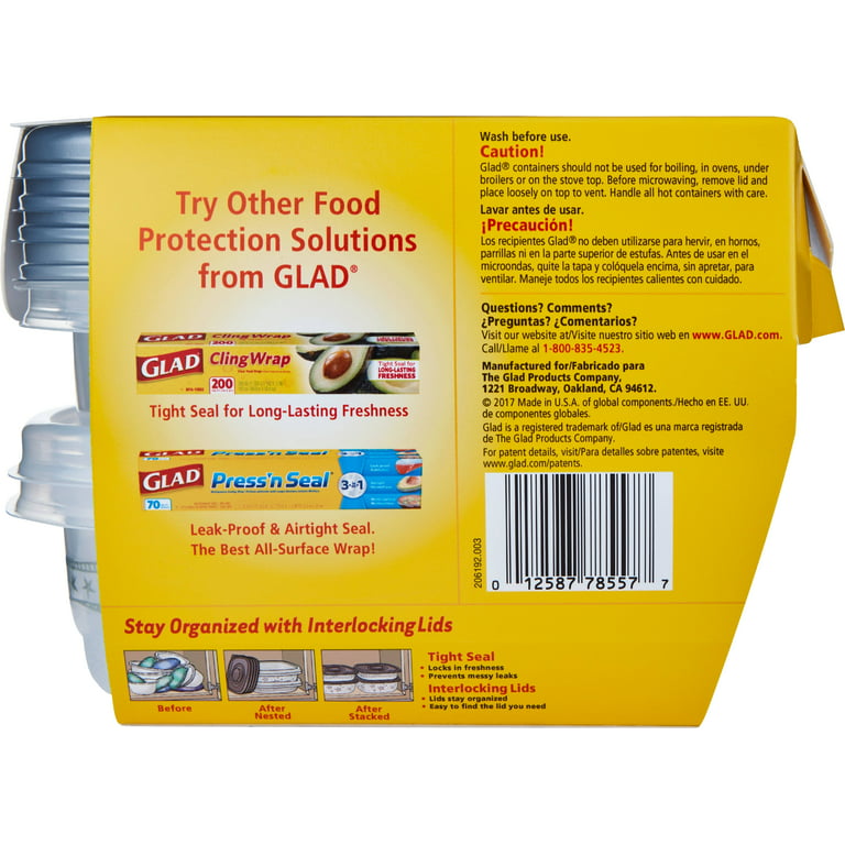 Glad Food Storage Containers, Soup and Salad, 24 Ounce, 5 Count Glad(12587607961):  customers reviews @