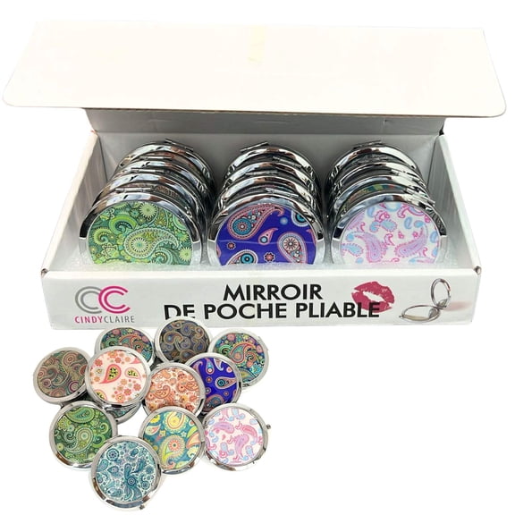 Paisley Design Small Pocket Makeup Mirror – Random Design:1 Pack