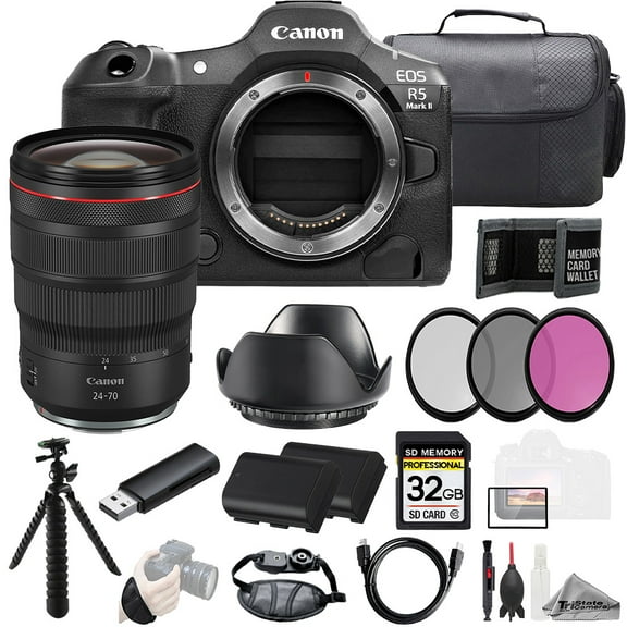 Canon EOS R5 II Camera   24-70mm f/2.8 L IS USM Lens  32GB   Ext Bat  3 PC Filter- Kit (International Version)