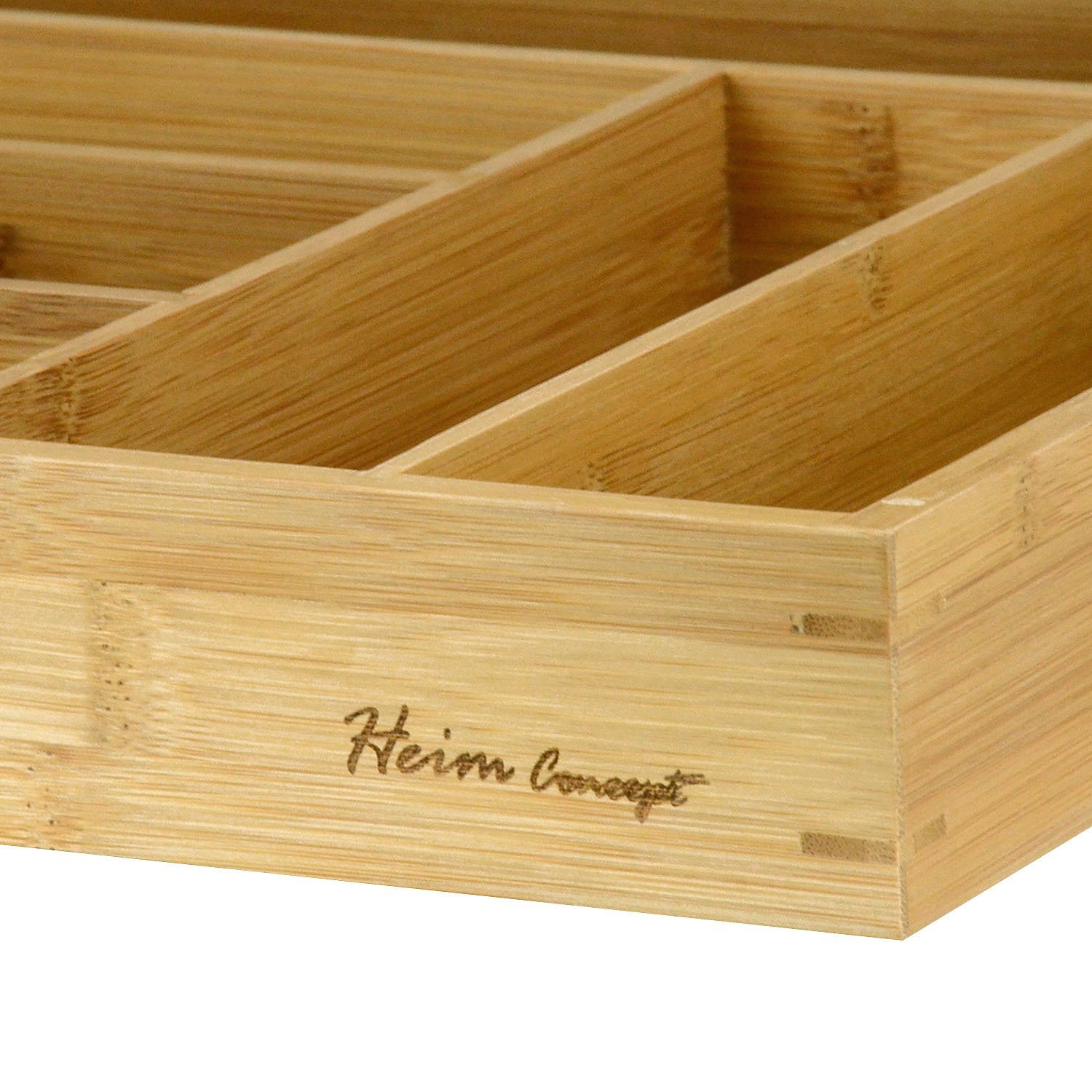 Heim Concept Organic Bamboo Drawer 6 Slots [18x13x1.5] in drawer Organizer Cutlery Tray Layout
