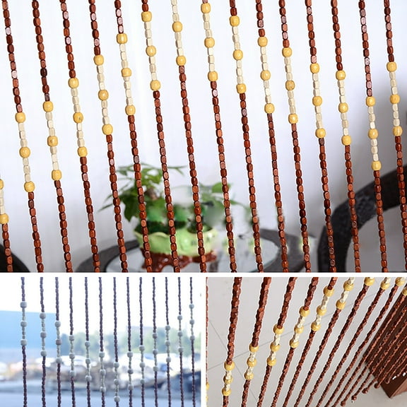 Retro Bamboo Grains and Wood Bead Curtain 27 Lines 35.4*68.9inch for Decoration or Improvement of the Layout