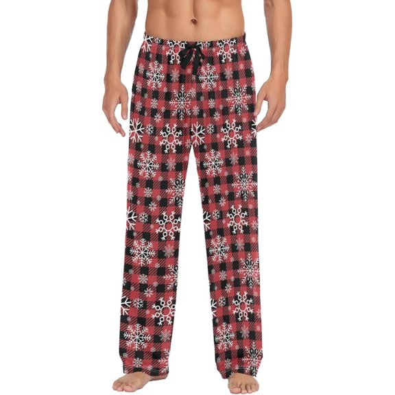 GZHJMY Chrismas Snowflake Pajama Pants for Men, Lounge Pants Lightweight Men Pajama Bottoms with Drawstring Pockets, Christmas New Year Birthday Gifts, XX-Large
