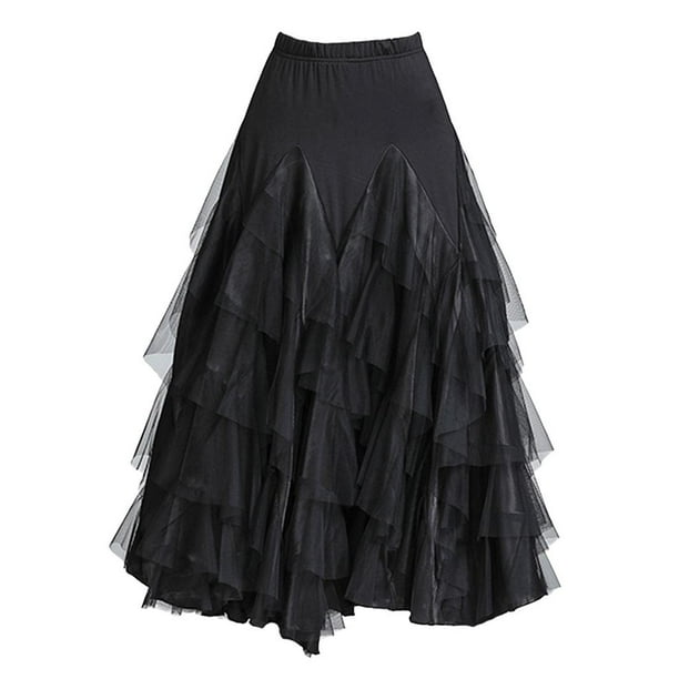 Larga de Danza Mujer Vestido Vintage Traje de Baile Latino Tango Flamenco , Fabricado de Seda de Leche Negro Macarena Vestido de baile latino