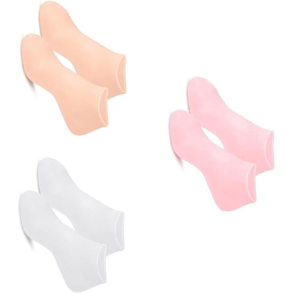 3 Pairs Silicone Moisturizing Socks Multifunctional Foot SPA Socks Exfoliating Heel Protector Foot Care Tool for, M