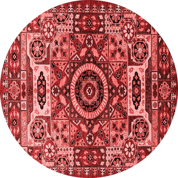 Ahgly Company Indoor Round Oriental Red Industrial Area Rugs, 5' Round