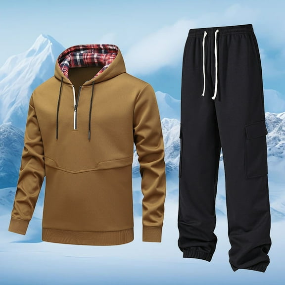 Letdown Men's Sweat Suit 2 Piece Outfit Full Zip Sweatsuits for Men Athletic Jogging Suit Casual Athletic Jogging Warm Up Sets (Brown, L)