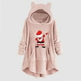 thumbnail image 2 of Fesfesfes Women Flannel Shirt Casual Christmas Printing Plush Buttons Long Sleeved Hooded Plush Coat Top Under $10, 2 of 5