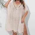 thumbnail image 7 of Pitauce Swimsuit Coverup for Women Sexy Hollow Out Embroidery Crewneck Tassels Pool Beach Cover Ups Short Sleeve Summer Casual Bikini Cover Up, 7 of 7