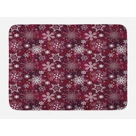 Christmas Bath Confetti Winter Bath Mat, Floral Flakes with Colorful Swirls Dots and Stars Confetti Xmas Party, Non-Slip Plush Mat Bathroom Kitchen Laundry Room Decor, 29.5 X 17.5 Inches, Maroon White Multicolor, Ambesonne ()